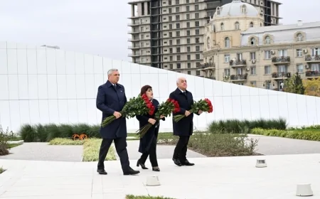 Dövlət və hökumət rəsmiləri Bakıda Zəfər parkında olublar