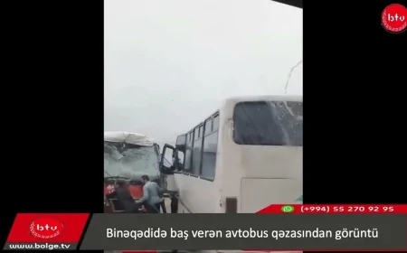 Binəqədidə baş verən avtobus qəzasından görüntü