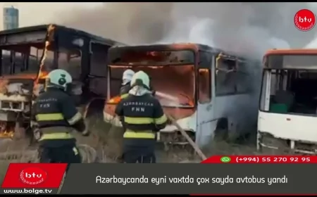 Azərbaycanda eyni vaxtda çox sayda avtobus yandı