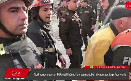 Nərimanovda binada güclü partlayış baş verib