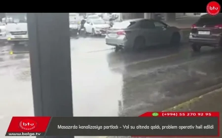 Masazırda kanalizasiya partladı – Yol su altında qaldı, problem operativ həll edildi