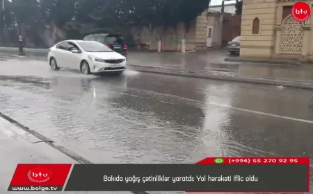 Bakıda yağış çətinliklər yaratdı: Yol hərəkəti iflic oldu