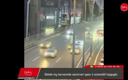 Bakıda toy karvanında zəncirvari qəza: 6 avtomobil toqquşdu