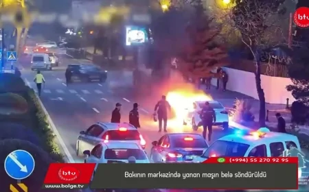 Bakının mərkəzində yanan maşın belə söndürüldü