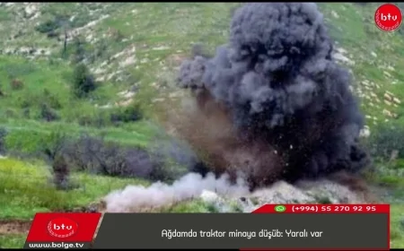 Ağdamda traktor minaya düşüb: Yaralı var