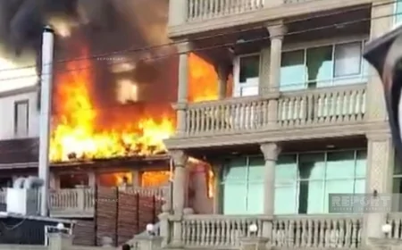 Sumqayıtda hotel yanır