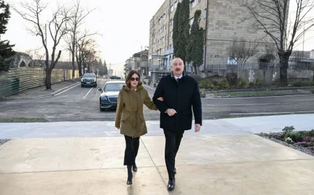 Prezidentlə xanımı Xankəndidə Zəfər parkının açılışında