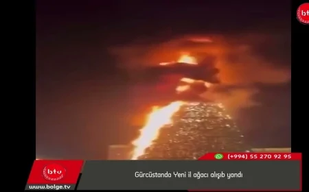 Gürcüstanda Yeni il ağacı alışıb yandı