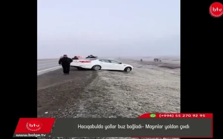 Hacıqabulda yollar buz bağladı- Maşınlar yoldan çıxdı