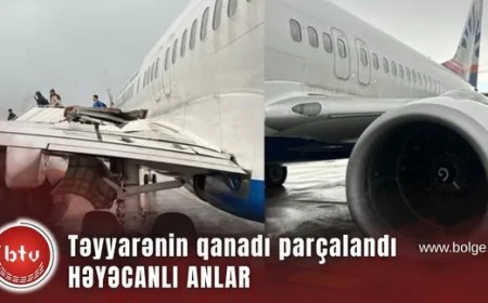 Antalya Hava Limanında HƏYƏCANLI ANLAR - Təyyarənin qanadı parçalandı