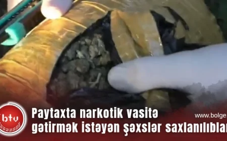 Paytaxta narkotik vasitə gətirmək istəyən şəxslər saxlanılıblar