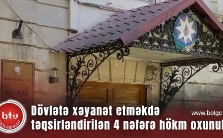 Dövlətə xəyanət etməkdə təqsirləndirilən 4 nəfərə hökm oxunub