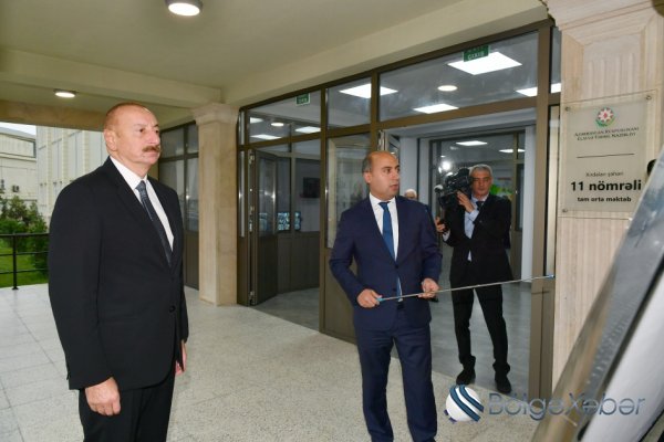 İlham Əliyev məktəb binasının açılışında